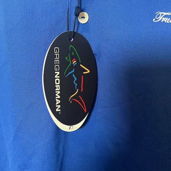 Greg Norman Polo Shirt Mens M Blue Trump Winery Logo Golf Performance NWT VA USA - Picture 5 of 9